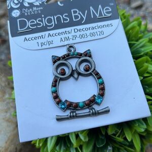 NWT Blue Moon Acrylic Silver Owl Charm Pendant